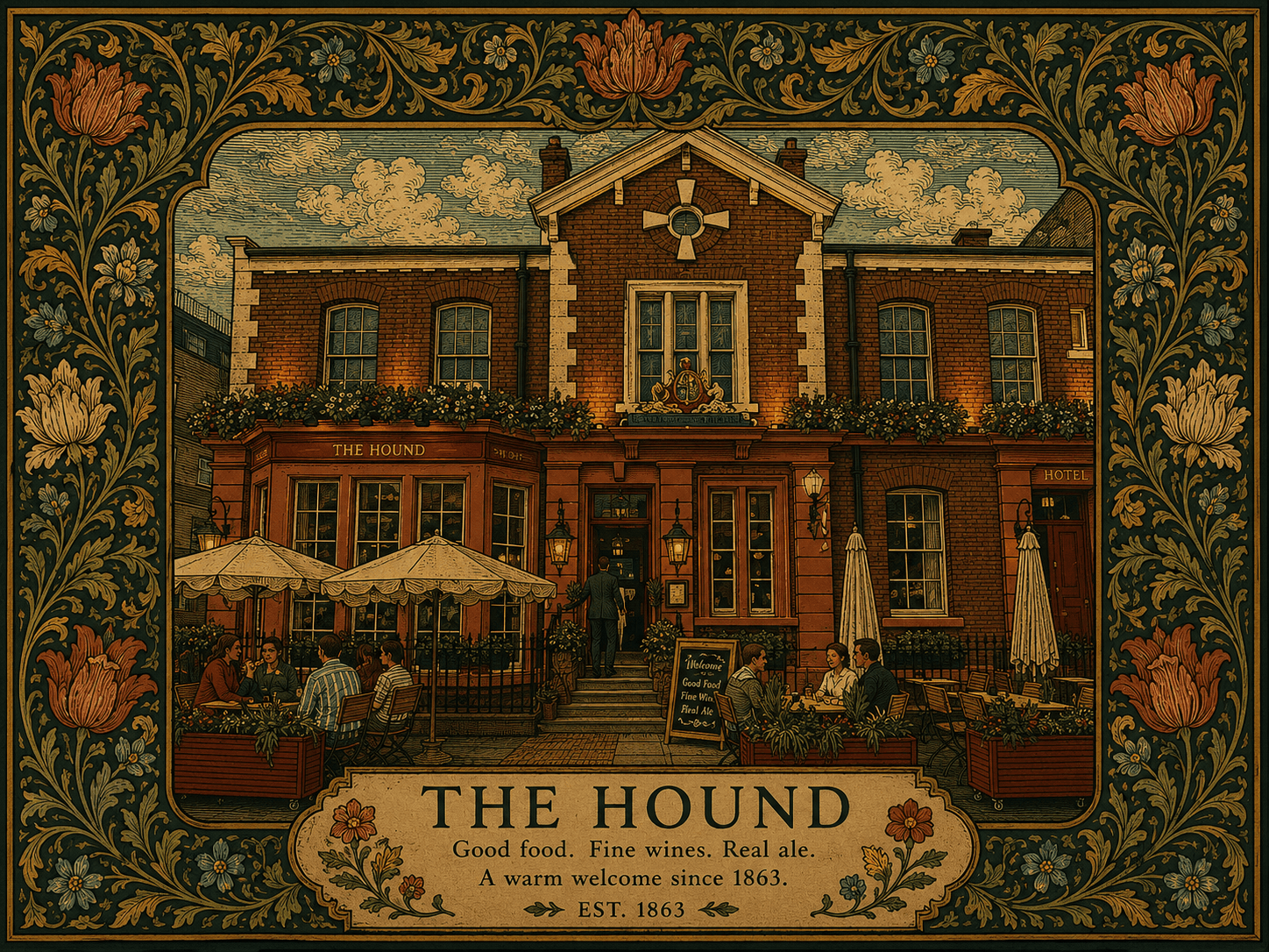 The Hound — William Morris style portrait