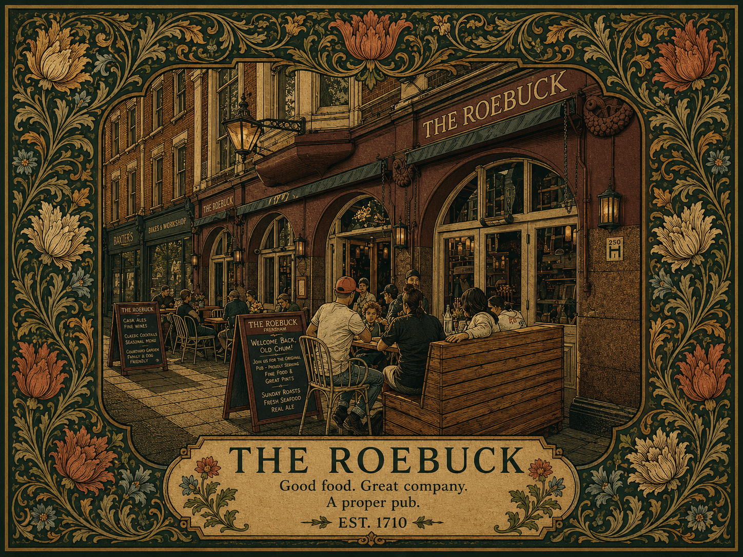 The Roebuck — William Morris style portrait